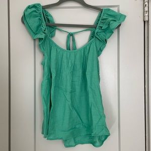 Green ruffle sleeve top